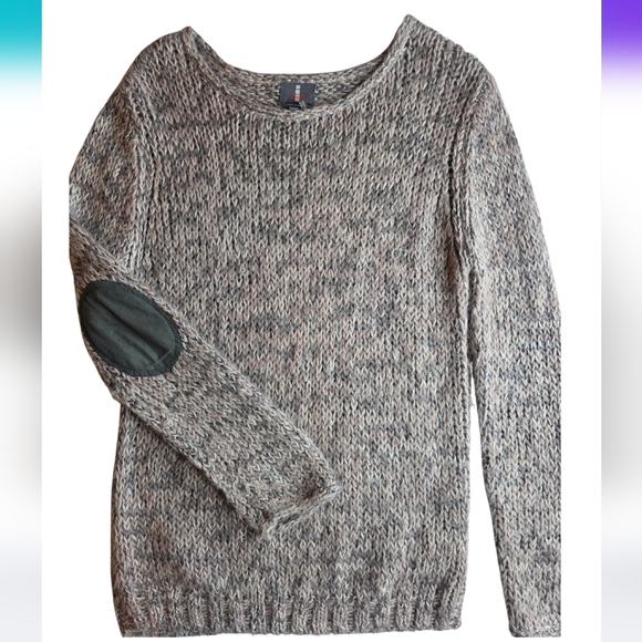 i jeans by Buffalo Sweaters - I Jeans By Buffalo M Sweater Gray Lavender Chunk Knit Elbow Patch 2800-BC